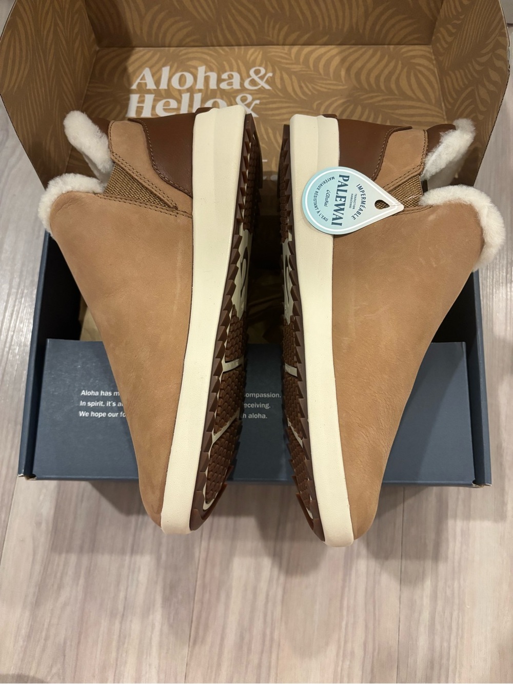 OluKai Women's Chestnut Tan Shearling-Lined Slip-On Winter Boots